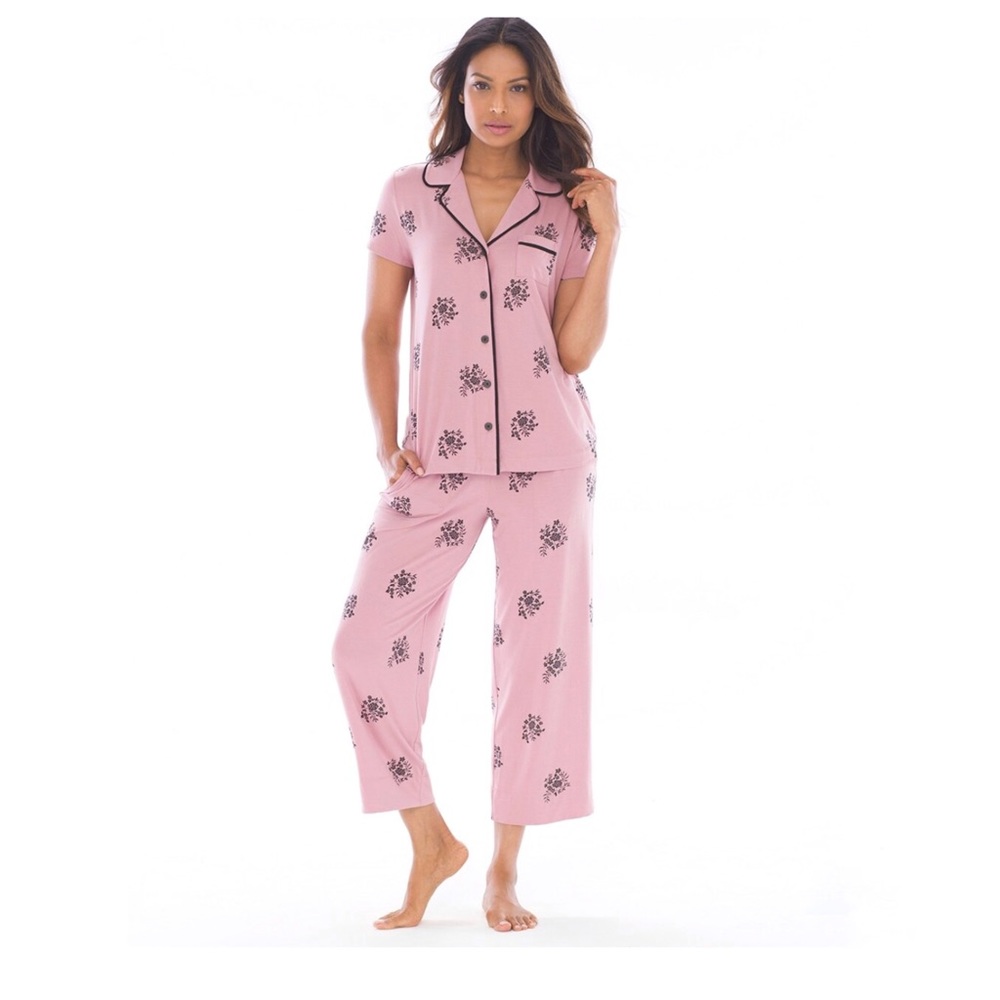 Soma Cool Nights Pajama Set in Peaceful Floral Pink FLAWED Sz Small - Picture 1 of 13